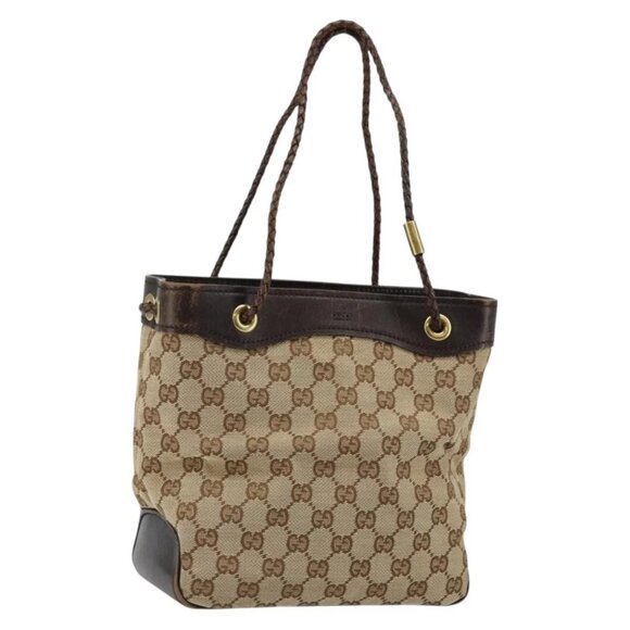GUCCI GG Canvas Shoulder Bag Beige Gold 109143 - Picture 1 of 15